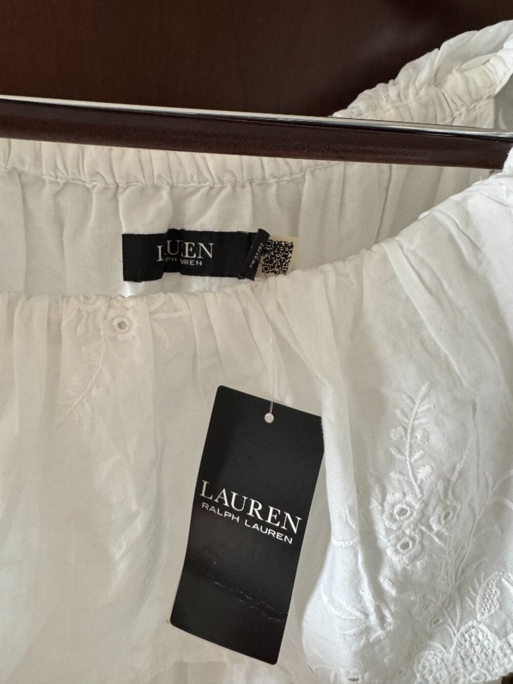 Lauren Ralph Lauren Cotton Off-the-Shoulder Tiered Midi Dress - White Size 6. - Picture 6 of 8